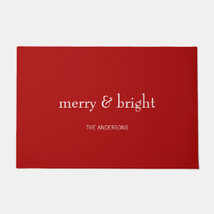 Modern Merry & Bright Holiday Red Doormat