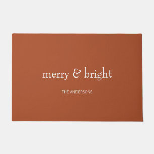 Modern Merry & Bright Holiday Terracotta Doormat