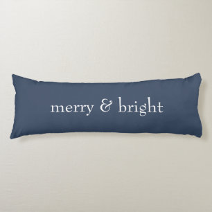 Modern Merry & Bright Navy Christmas Holiday Body Cushion