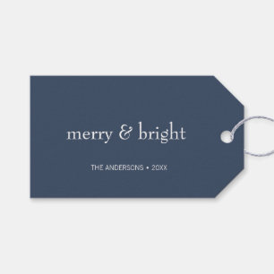 Modern Merry & Bright Navy Christmas Holiday Gift Tags