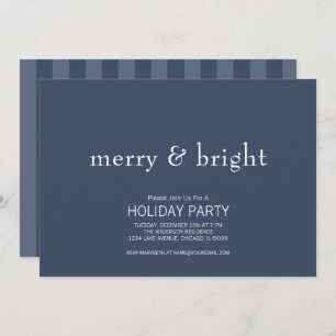 Modern Merry & Bright Navy Christmas Holiday Invitation
