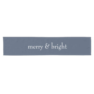 Modern Merry & Bright Navy Christmas Holiday Short Table Runner