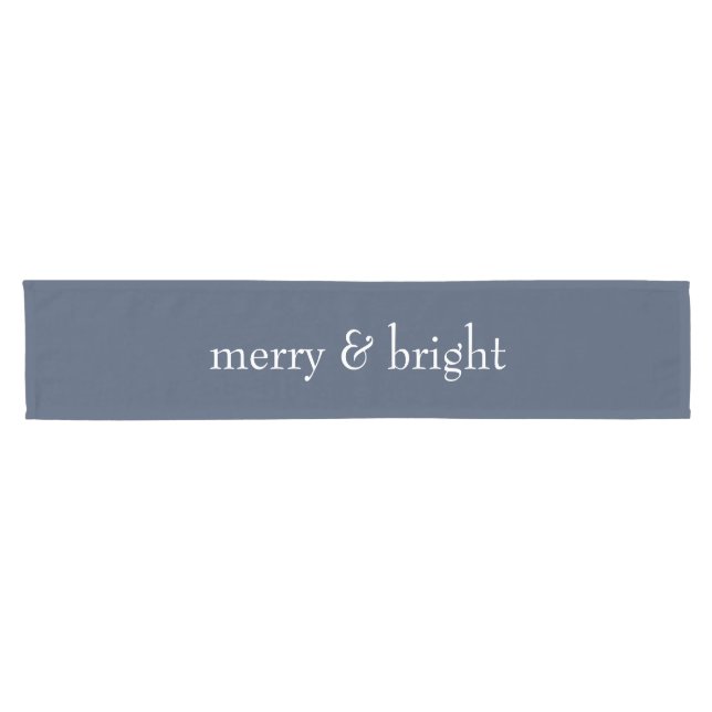 Modern Merry & Bright Navy Christmas Holiday Short Table Runner (Horizontal)