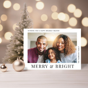 Modern Merry Bright Photo Christmas Holiday Card