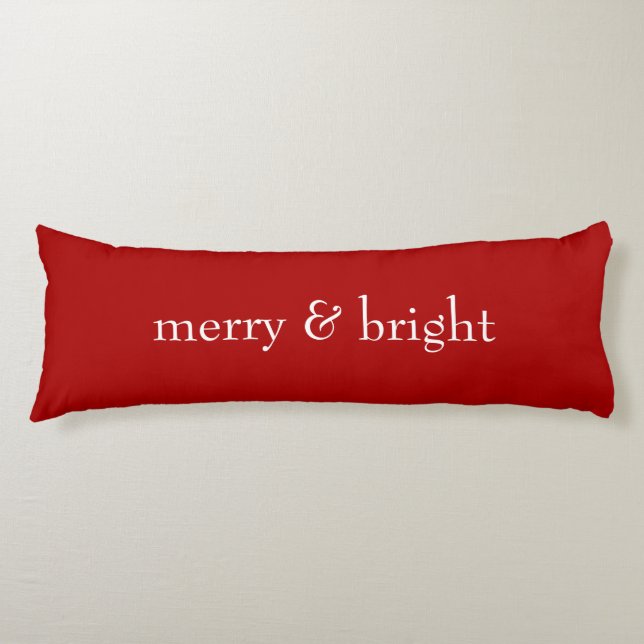 Modern Merry & Bright Red Christmas Holiday Body Cushion (Front)