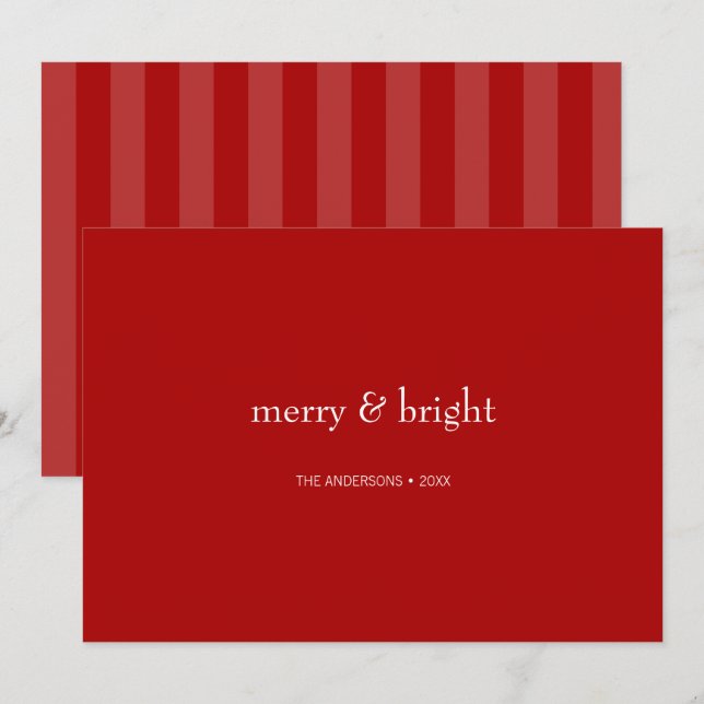 Modern Merry & Bright Red Christmas Holiday Card (Front/Back)
