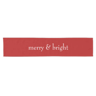 Modern Merry & Bright Red Christmas Holiday Short Table Runner