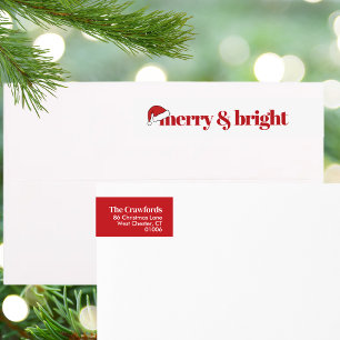 Modern Merry & Bright Red Christmas Return Address Wrap Around Label