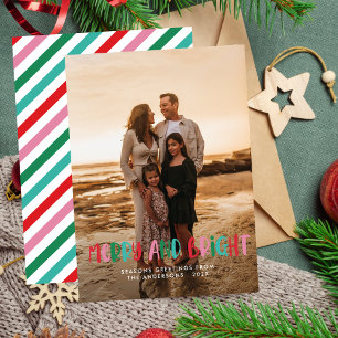 Modern Merry & Bright Retro Colourful Christmas Holiday Card