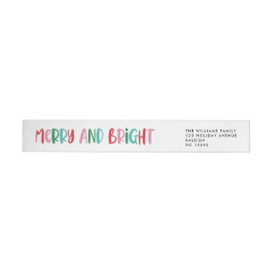 Modern Merry & Bright Retro Colourful Christmas Wrap Around Label