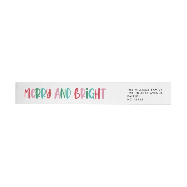 Modern Merry & Bright Retro Colourful Christmas  Wrap Around Label (Individual)