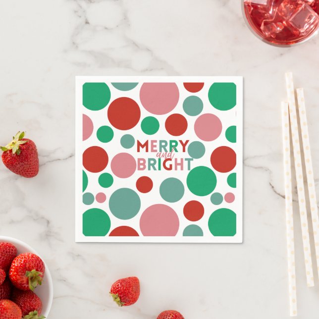 Modern Merry & Bright Simple Polka Dot Pattern Napkin (Insitu)