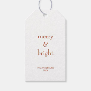 Modern Merry & Bright Terracotta Christmas Holiday Gift Tags