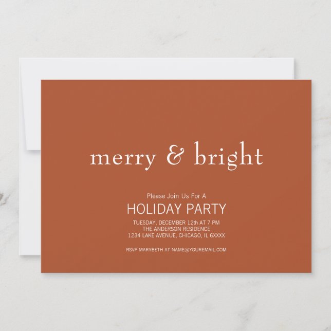 Modern Merry & Bright Terracotta Christmas Holiday Invitation (Front)