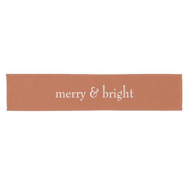 Modern Merry & Bright Terracotta Christmas Holiday Short Table Runner (Horizontal)