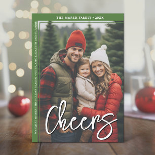 Modern Merry Calligraphy Vertical Photo botanical Holiday Card