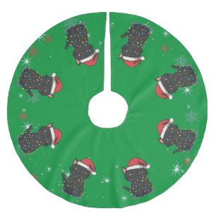 Modern merry cat christmas tree kitten CatMAS patt Brushed Polyester Tree Skirt