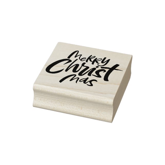 Modern Merry Christian Christ Christmas Lettering Rubber Stamp (Stamp)