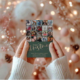 Modern Merry Christmas 20 photo collage Holiday Ca Card
