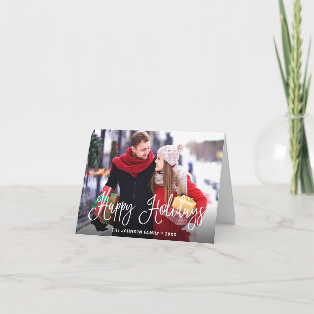 Modern Merry Christmas 2 PHOTO Greeting Holiday Card (Front)