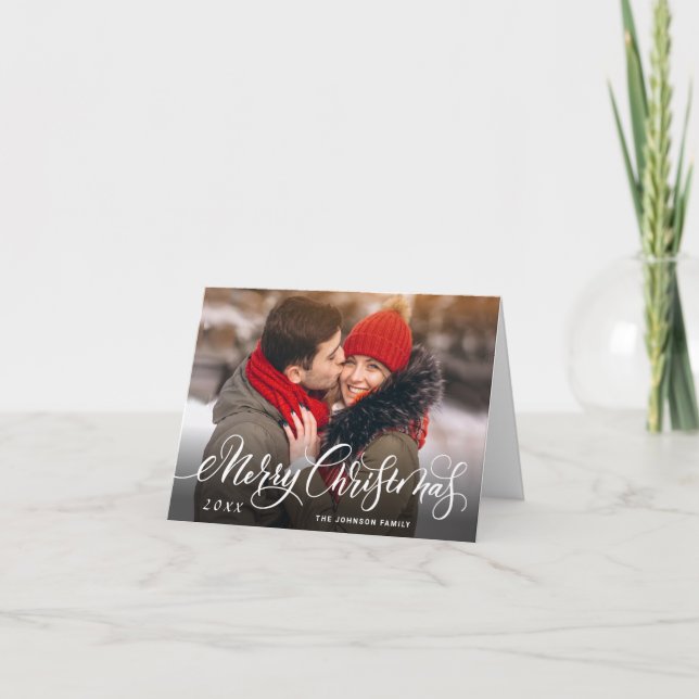 Modern Merry Christmas 2 PHOTO Greeting Holiday Card (Front)