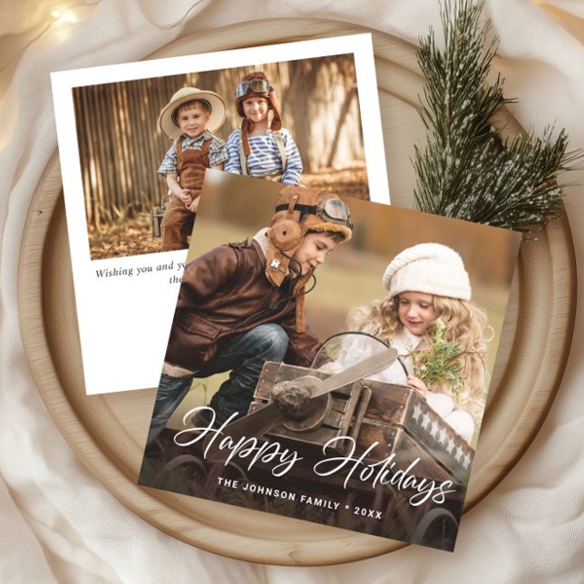 Modern Merry Christmas 2 PHOTO Greeting Simple Holiday Card (Creator Uploaded)