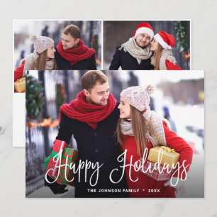 Modern Merry Christmas 3 PHOTO Greeting Holiday Card