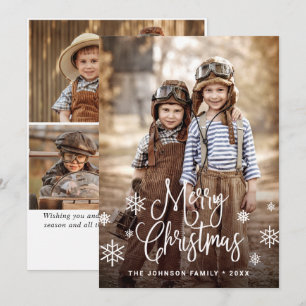 Modern Merry Christmas 4 PHOTO Greeting Holiday Card