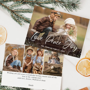 Modern Merry Christmas 4 PHOTO Greeting Holiday Card