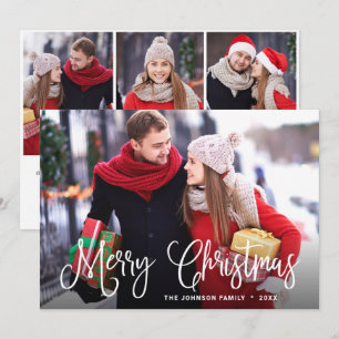Modern Merry Christmas 4 PHOTO Greeting Holiday Card