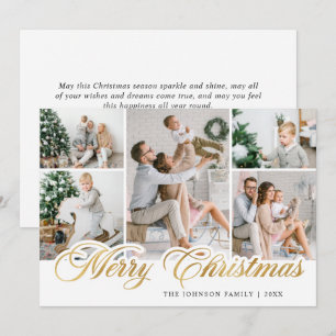 Modern Merry Christmas 5 PHOTO Greeting Holiday Card