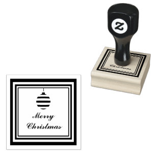 Modern Merry Christmas Bauble Rubber Stamp