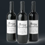 Modern Merry Christmas Black and White Holiday Wine Label<br><div class="desc">Modern Merry Christmas Black and White Holiday Wine Label.</div>