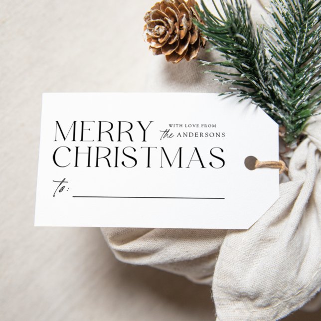 Modern Merry Christmas Black Gift Tags (Creator Uploaded)