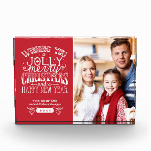 Modern Merry Christmas Blessing Family Kids Photo Block