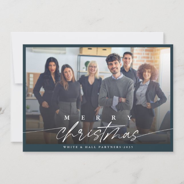 Modern Merry Christmas Business Photo  Holiday Card (Front)