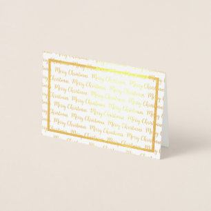Modern Merry Christmas Calligraphy Gold Border Foil Card