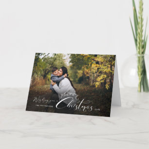 Modern Merry Christmas Calligraphy Photo Holiday Card