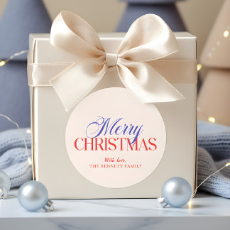 Modern Merry Christmas Classic Round Sticker