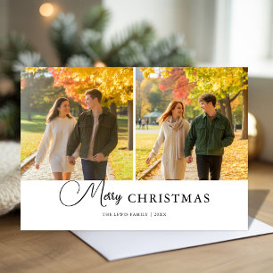 Modern Merry Christmas Couple Celebration Card