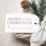 Modern Merry Christmas Cranberry Gift Tags<br><div class="desc">Simple and modern holiday gift tags featuring "Merry Christmas" displayed in cranberry modern lettering. Personalize the front of the simple Christmas gift tag by adding your name. The back of the gift tag features a cranberry and white snowflake design.</div>