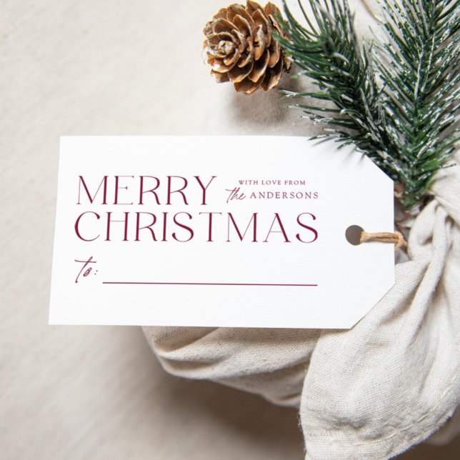 Modern Merry Christmas Cranberry Gift Tags (Creator Uploaded)