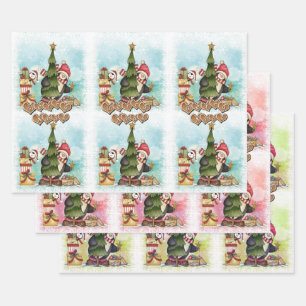 Modern Merry Christmas Cute Snowman Pattern Wrapping Paper Sheet