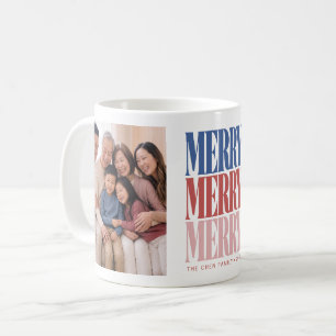Modern Merry Christmas Family Photo Coffee Mug
