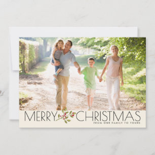Modern Merry Christmas Family Photo Greeting Holiday Card