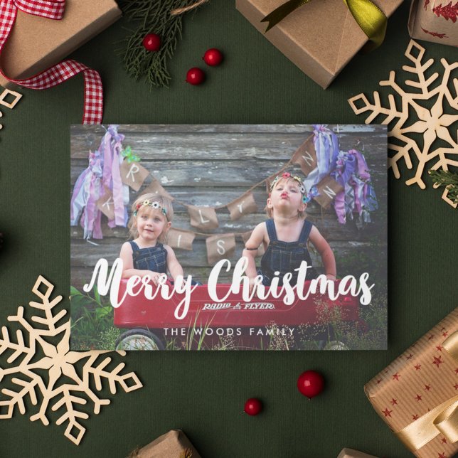 Modern Merry Christmas Family Photo Holiday Card (Creator Uploaded)
