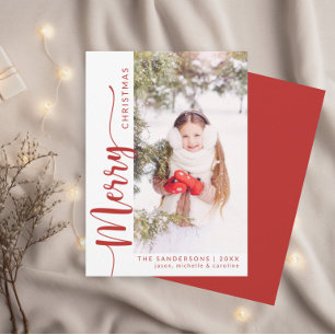 Modern Merry Christmas Family Photo Holiday Card