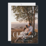 Modern Merry Christmas Family Photo Name Tartan Ho Holiday Card<br><div class="desc">Modern Merry Christmas Family Photo Name RED TARTAN</div>