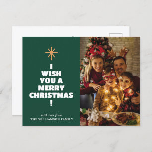 Modern Merry Christmas Family Photo Postcards