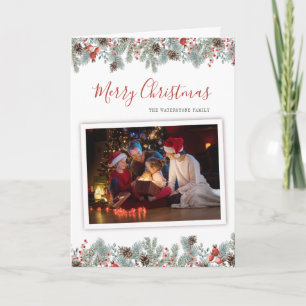 Modern Merry Christmas Family Photo Rustic Holiday Card